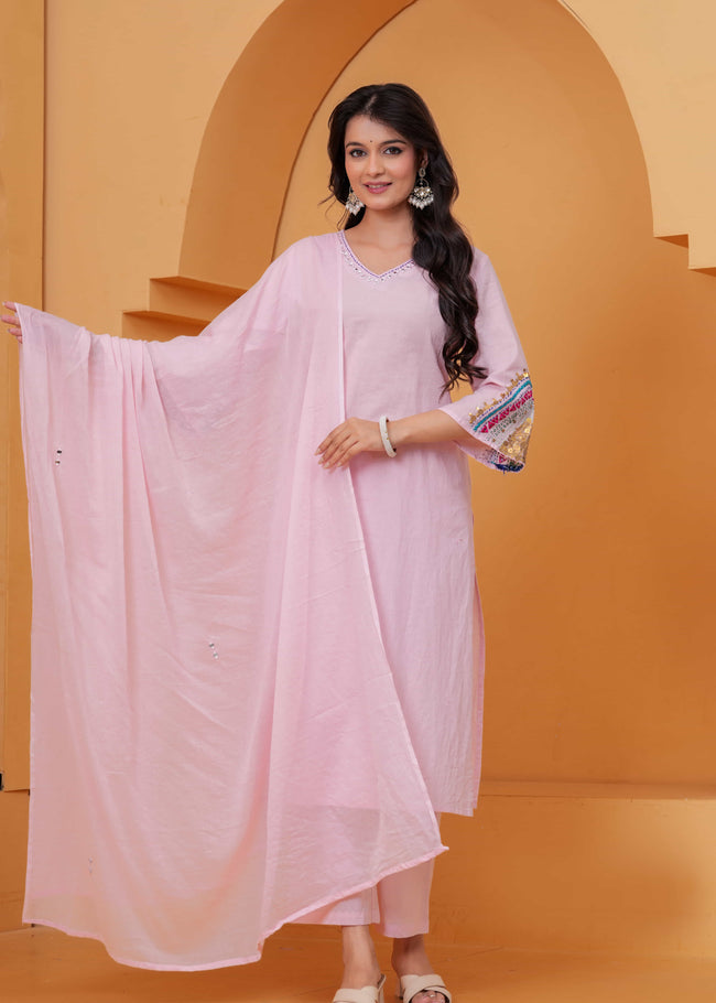 Saanjh Blush Embroidered Kurta Set