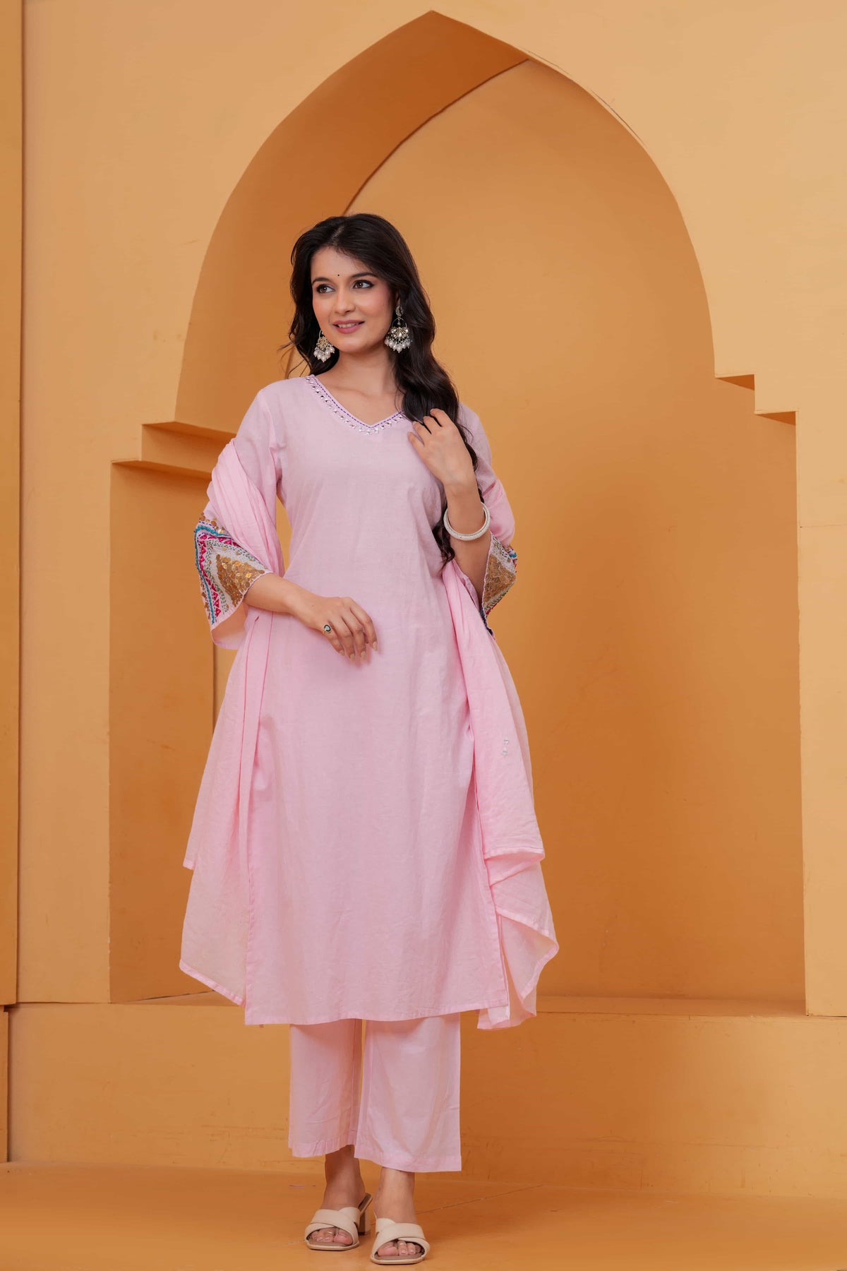 Saanjh Blush Embroidered Kurta Set