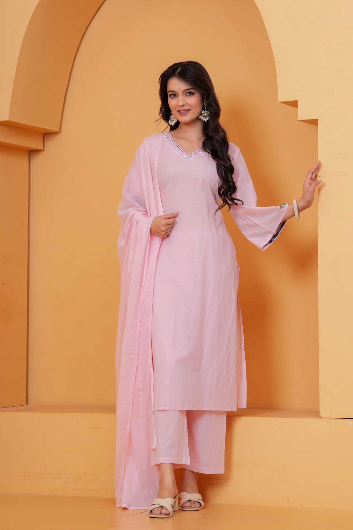 Saanjh Blush Embroidered Kurta Set