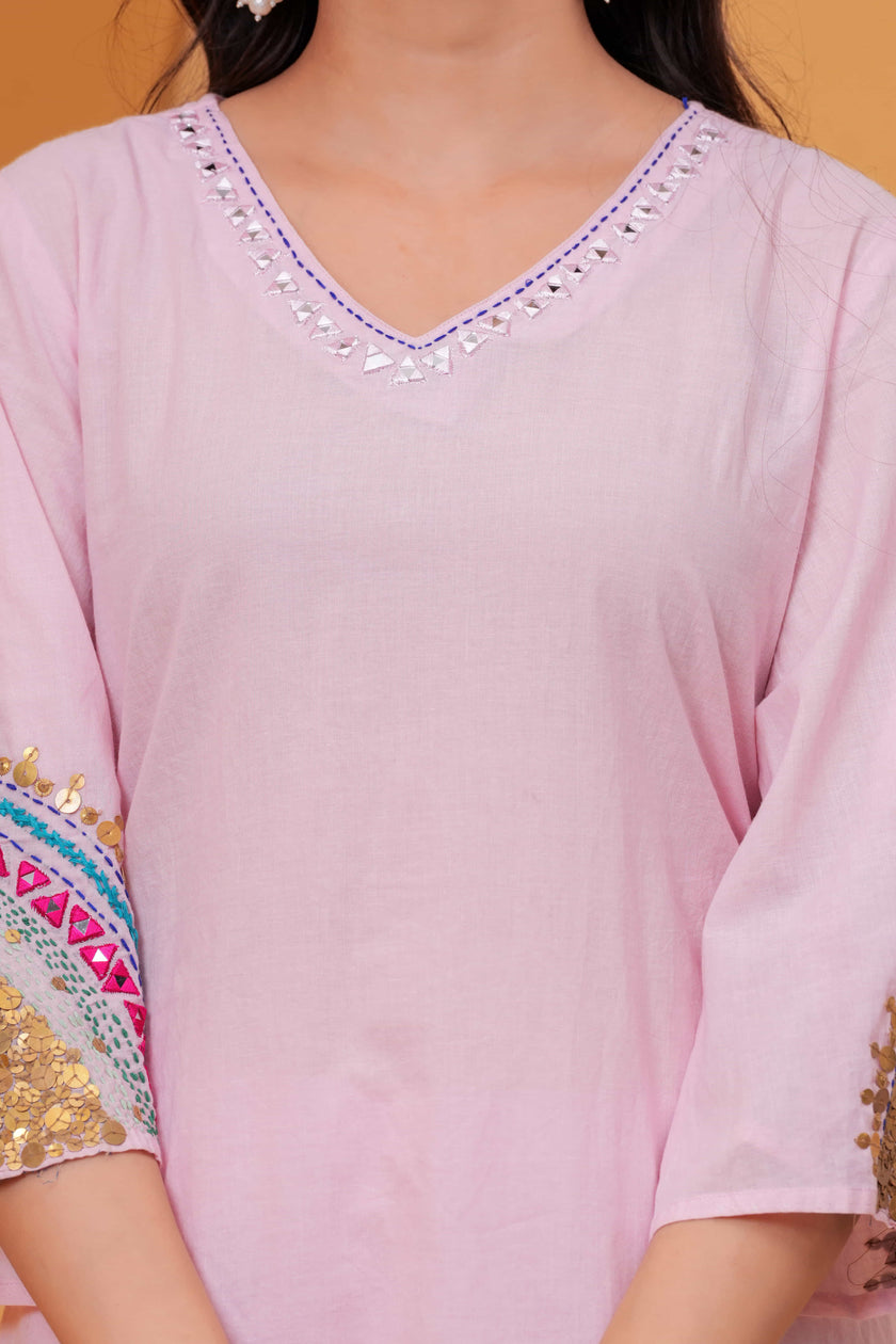 Saanjh Blush Embroidered Kurta Set