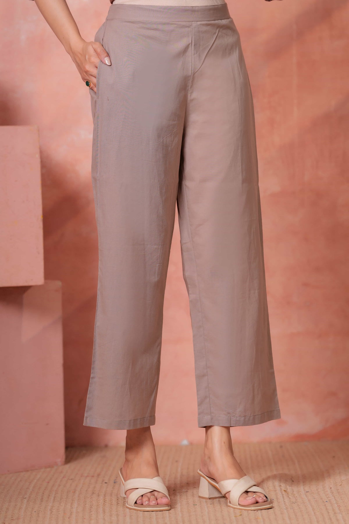 Saanjh Taupe Embroidered Kurta Set
