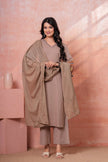 Saanjh Taupe Embroidered Kurta Set