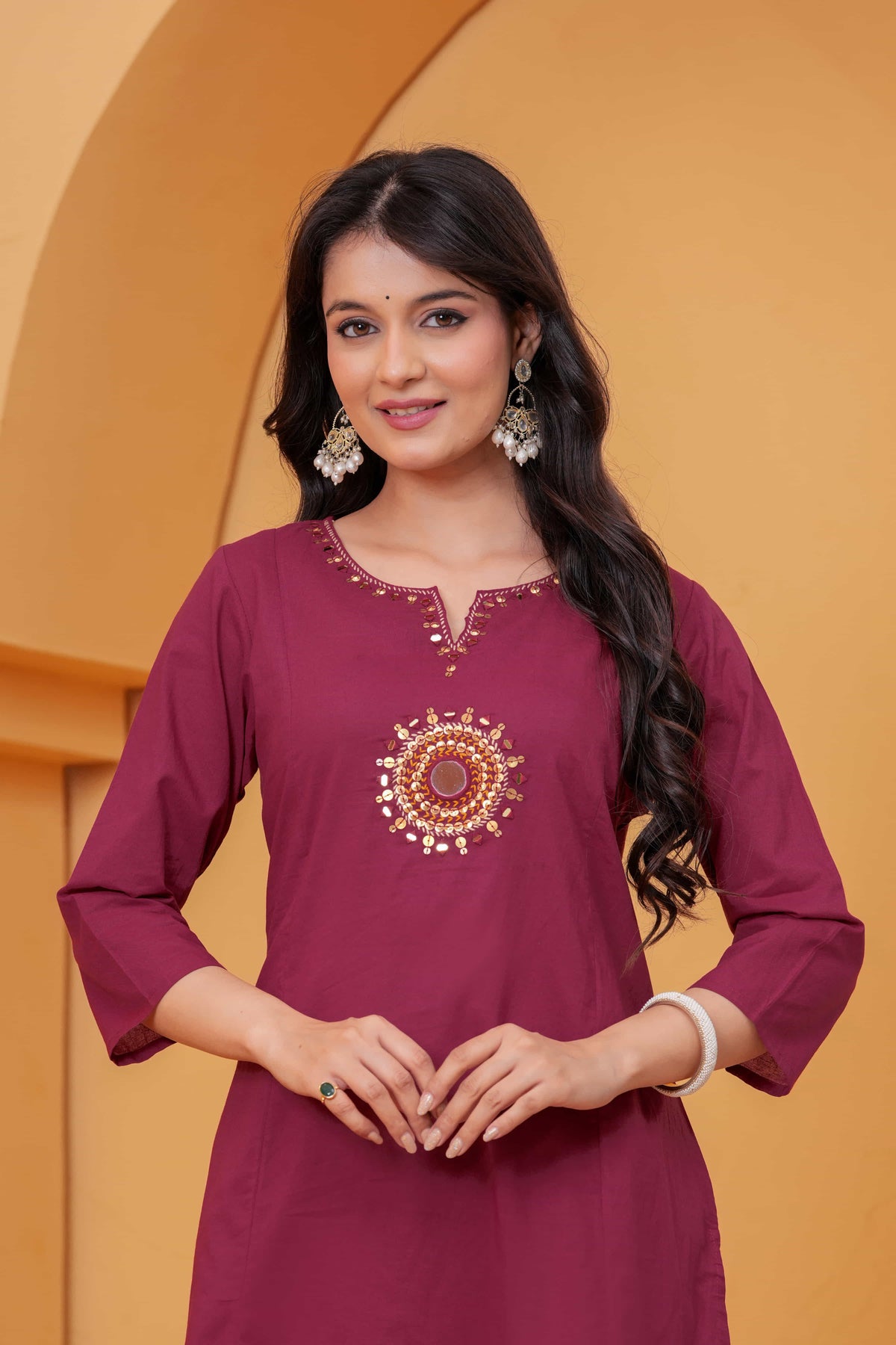 Vedika Maroon Metal Work Co-ord Set