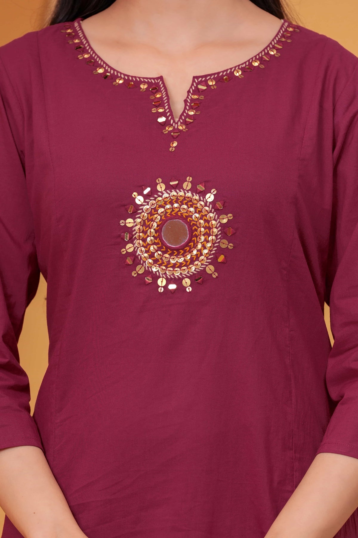 Vedika Maroon Metal Work Co-ord Set