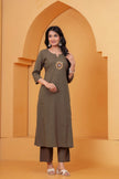 Vedika Military Green Metal Work Co-ord Set