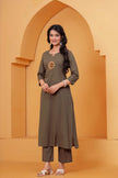 Vedika Military Green Metal Work Co-ord Set