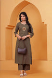 Vedika Military Green Metal Work Co-ord Set