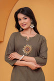Vedika Military Green Metal Work Co-ord Set