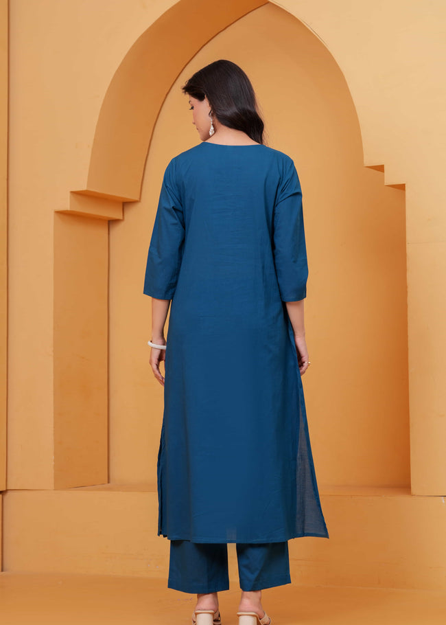 Vedika Teal Metal Work Co-ord Set