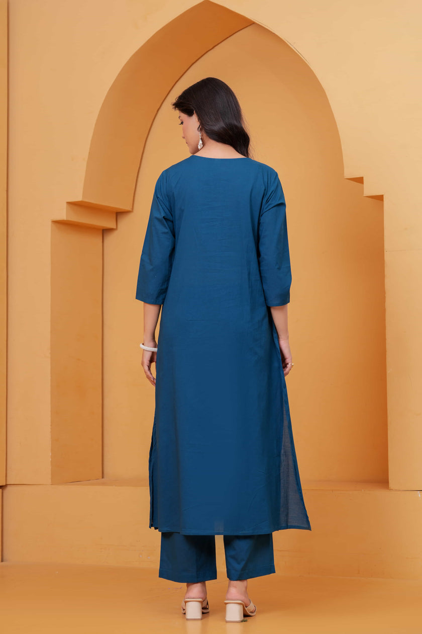 Vedika Teal Metal Work Co-ord Set