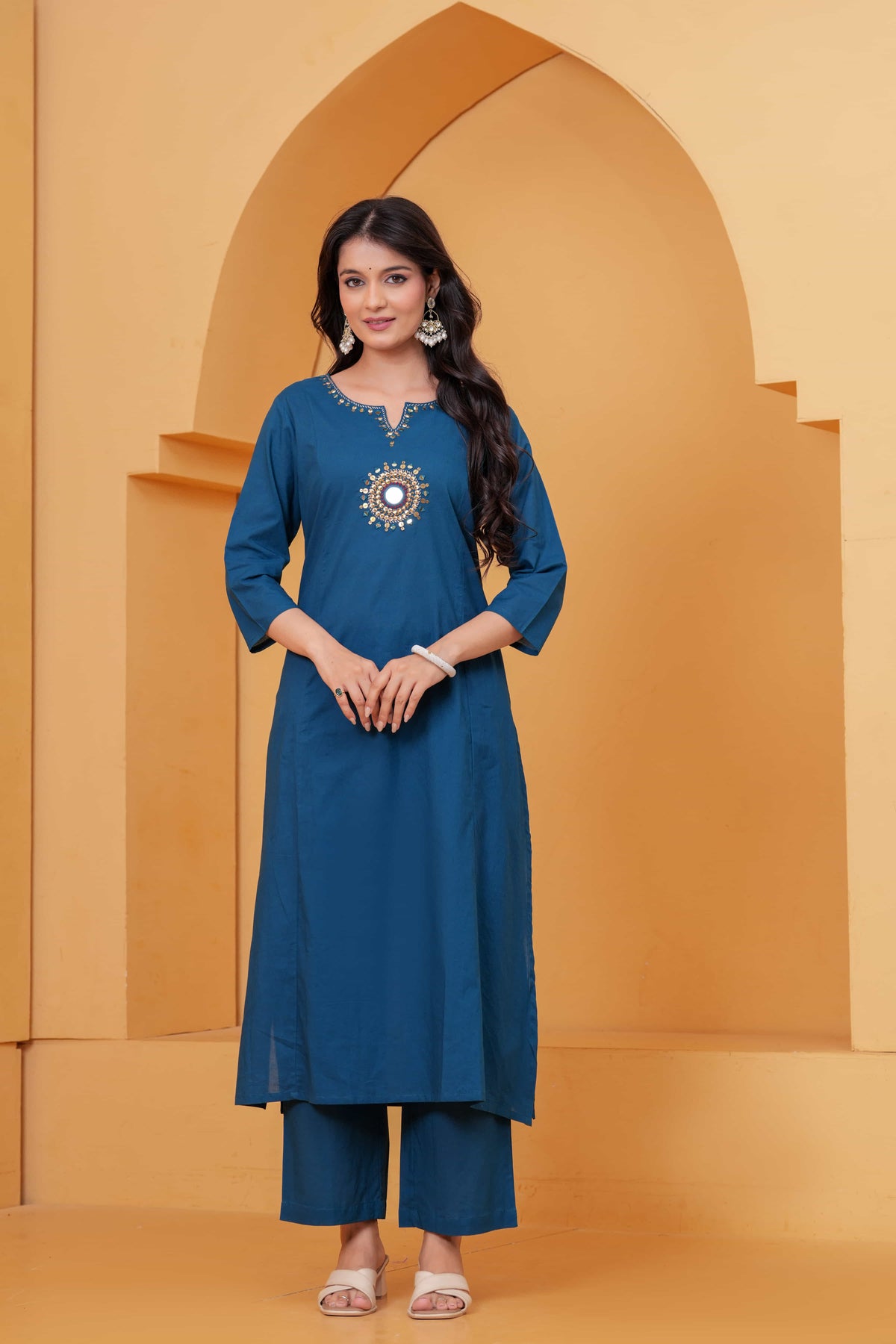 Vedika Teal Metal Work Co-ord Set