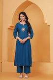 Vedika Teal Metal Work Co-ord Set