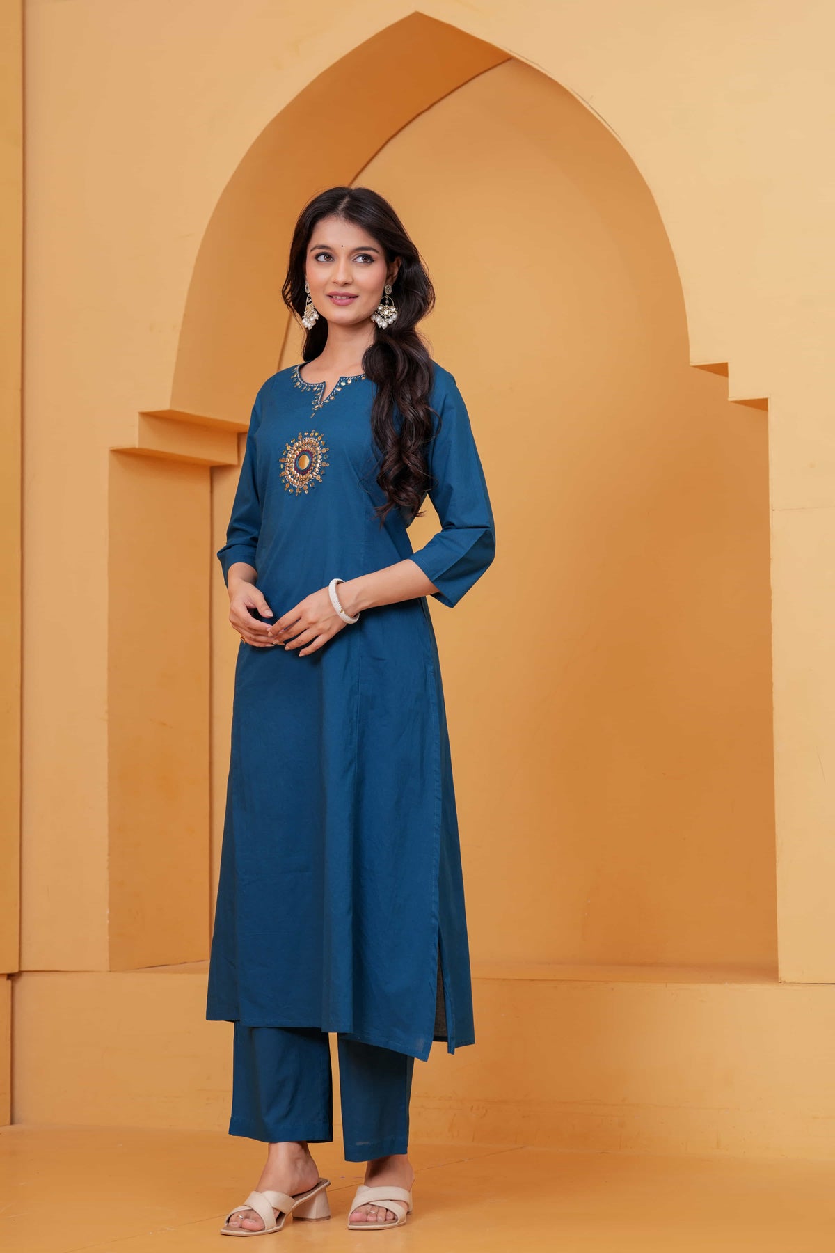 Vedika Teal Metal Work Co-ord Set