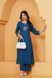 Vedika Teal Metal Work Co-ord Set