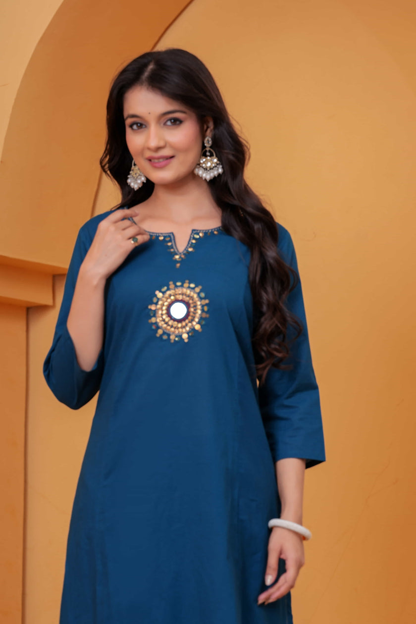 Vedika Teal Metal Work Co-ord Set