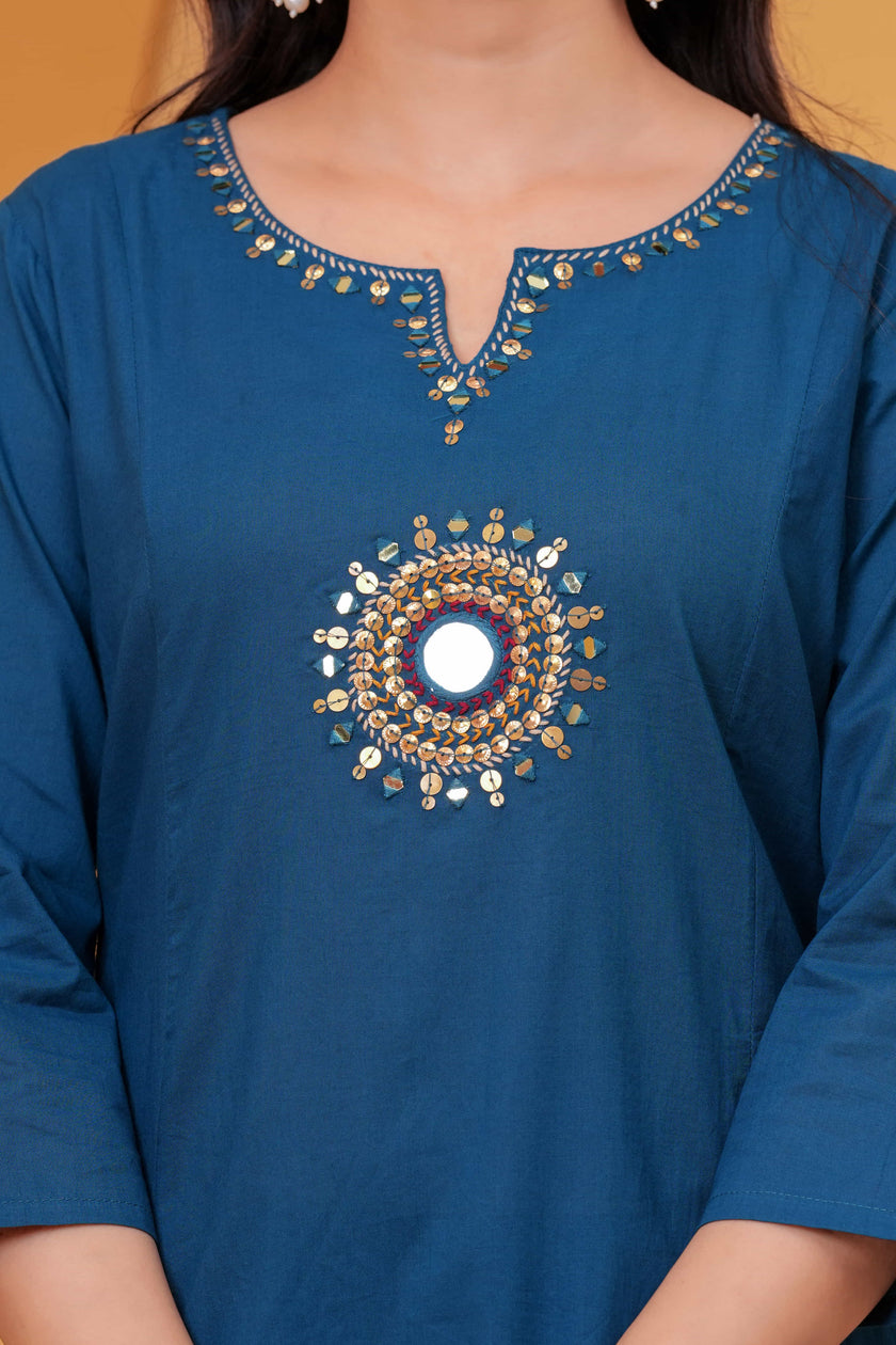 Vedika Teal Metal Work Co-ord Set